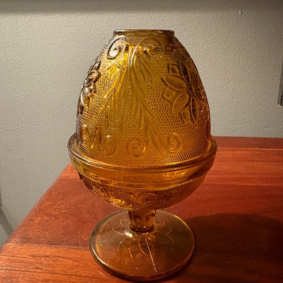 Vintage Tiara Exclusives Amber Fairy Light Sandwich Pattern Indiana Glass - Picture 2 of 7